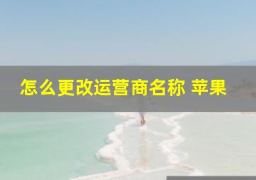 怎么更改运营商名称 苹果